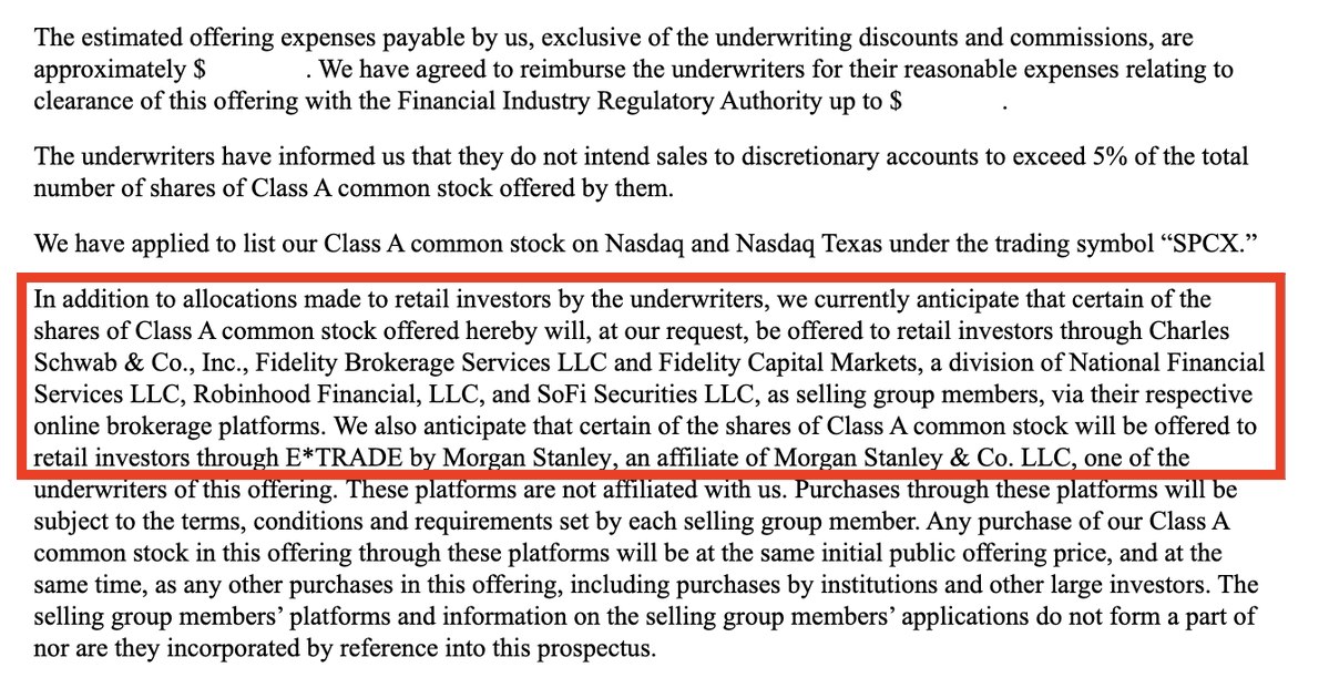 It's official. SpaceX is going straight to retail investors. "Certain of the sh…