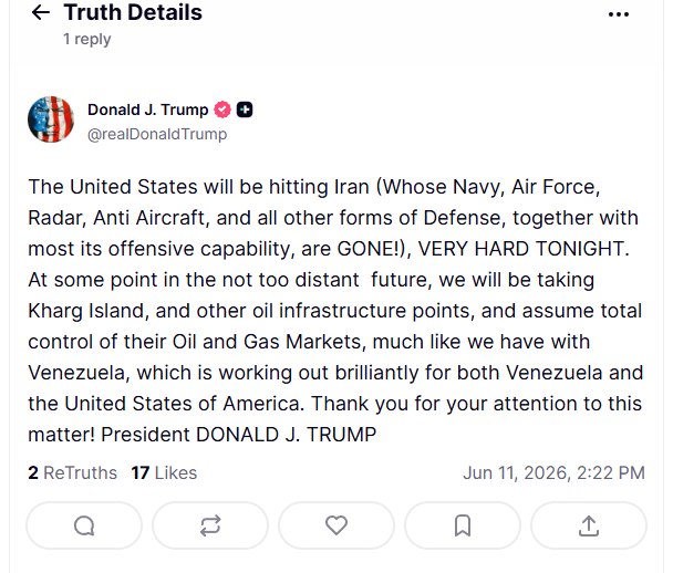 News image from Walter Bloomberg: Donald Trump said the United States will hit Iran “very hard” again and warned of potential moves…