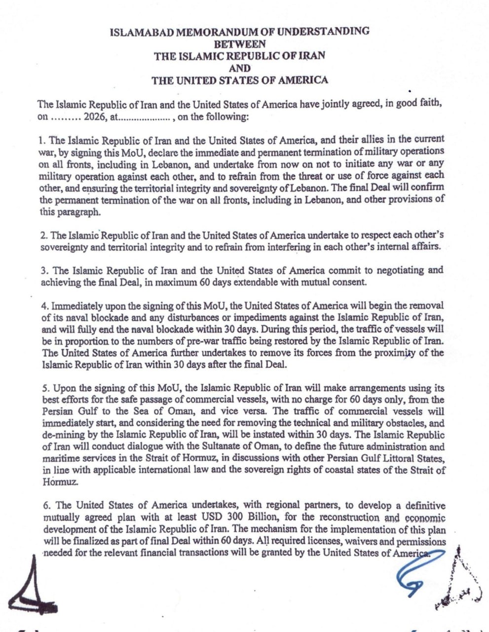 Iranian President Pezeshk publishes the Islamabad MoU, calling it a “historical…