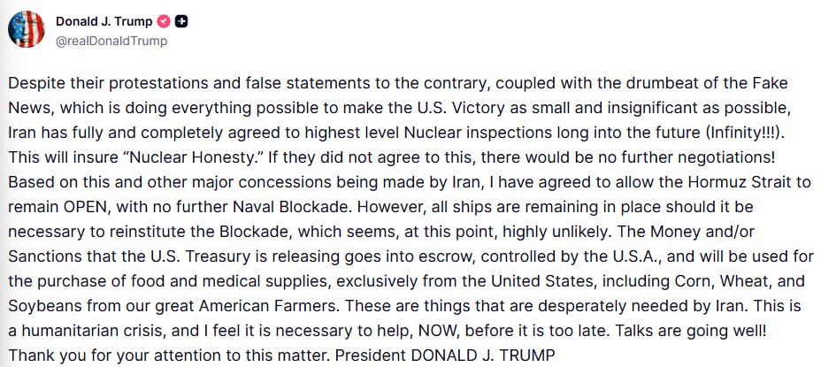 Trump says Iran agreed to permanent nuclear inspections, while the US will keep…