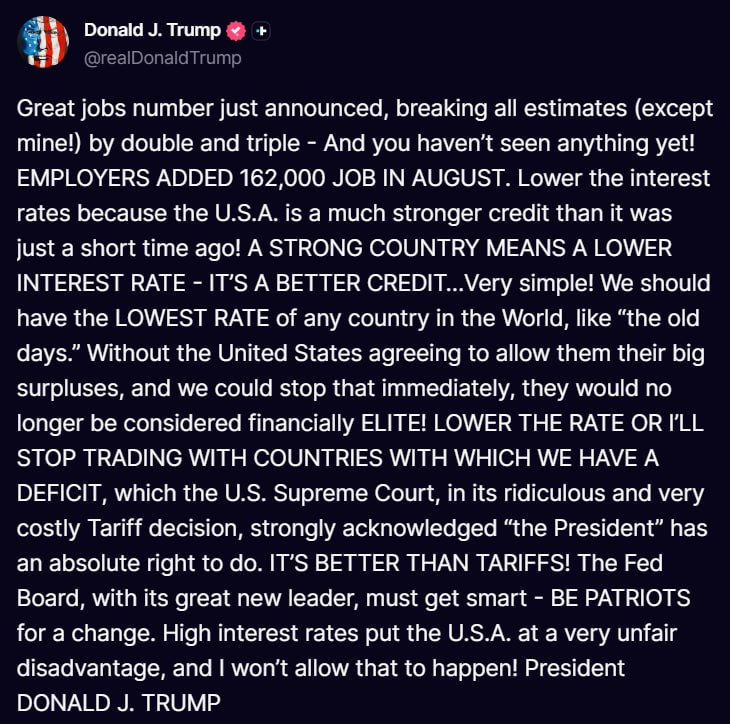 News image from Solid Intel 🛰: Trump says “LOWER THE RATE OR I’LL STOP TRADING WITH COUNTRIES WITH WHICH WE HAVE A DEFICIT,”…